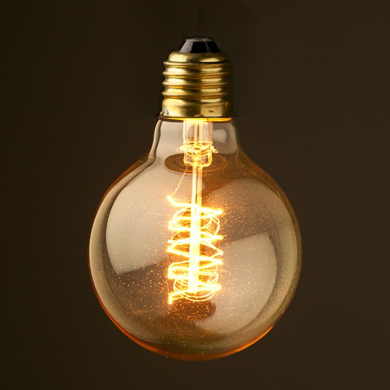Vintage Edison Round Spiral Tungsten Filament Bulb G80
