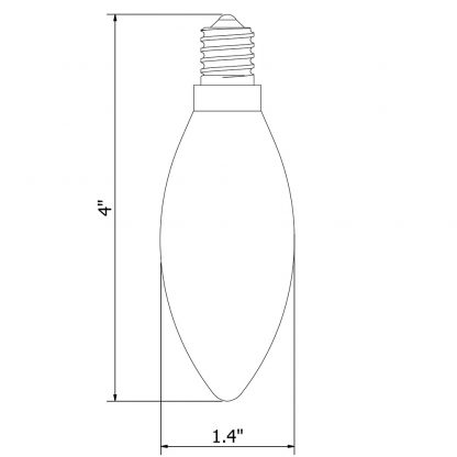 3 Watt Dimmable Filament LED E12 Candle Bulb dimensions