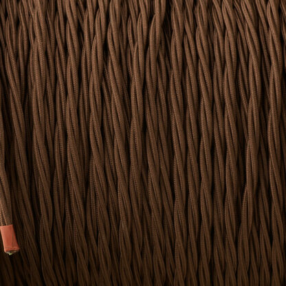 Cloth covered braided 3 core lighting Flex 120V dark brown