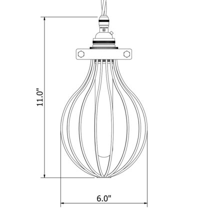Whisk Shaped Antiqued Cage Pendant dimensions