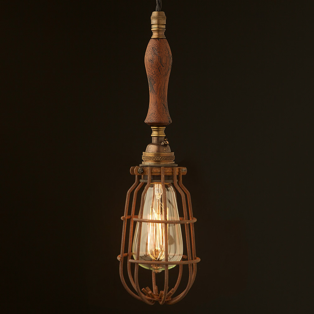 Cage Lamp Pendant Bulb Vintage Industrial Trouble Light 