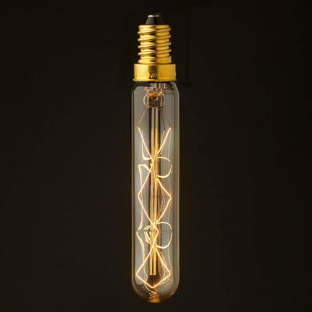 Vintage Edison Tungsten E12 Tube Filament Bulb