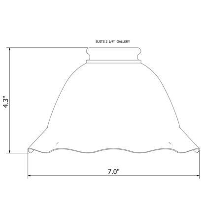 Medium Fluted Holophane dome Light Shade dimensions