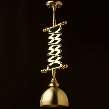 Brass Adjustable Scissor Pendant brushed brass dome