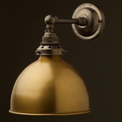 Bronze Straight arm wall sconce antiqued brass shade