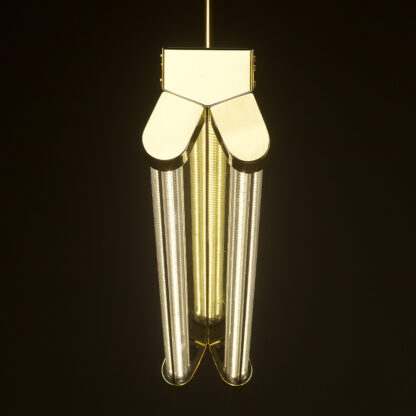 Polished Brass Art Deco Twin LED Tube Light clear end
