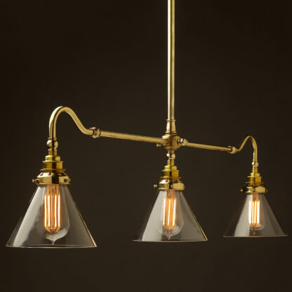 New Brass single drop Billiard Table Light glass cone