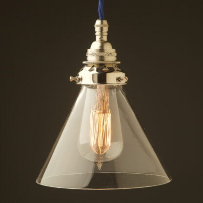 Clear glass coolie Pendant Nickel