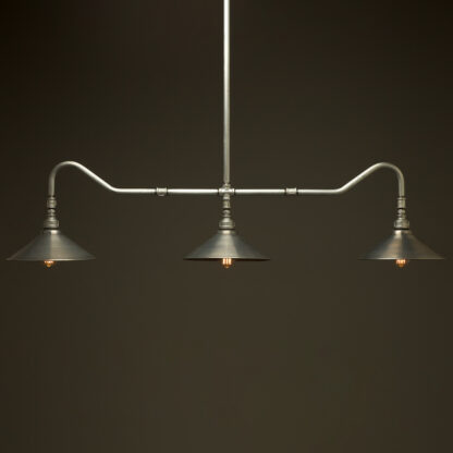 Plumbing Pipe Billiard table light galvanised with fixed shades galvanised