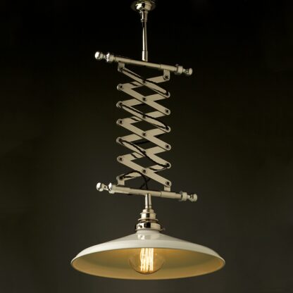 Nickel adjustable scissor pendant white shade