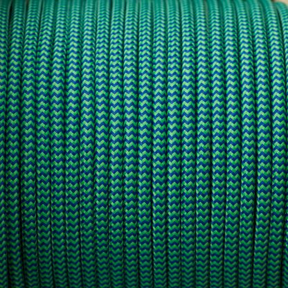 Pulley Cord 3 Core Fabric Covered Flex Blue green zig zag