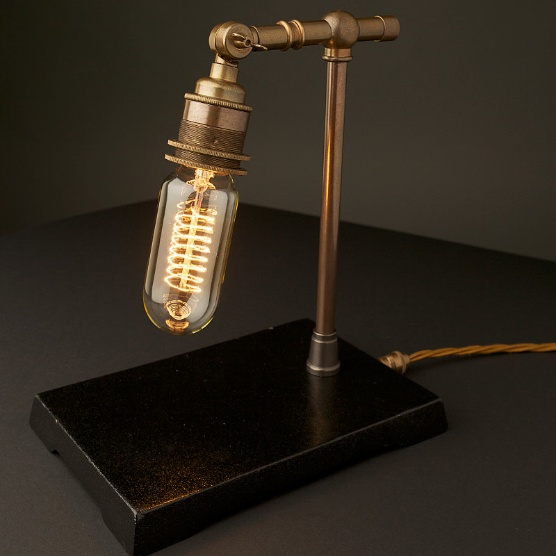 Vintage Industrial Brass Small Table Lamp, Edison Table Lamps