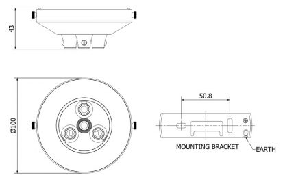 Multiple drop cord grip ceiling plate dimensions