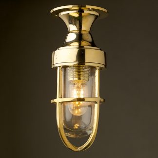 Small Vintage Ship's Brass Ceiling Light