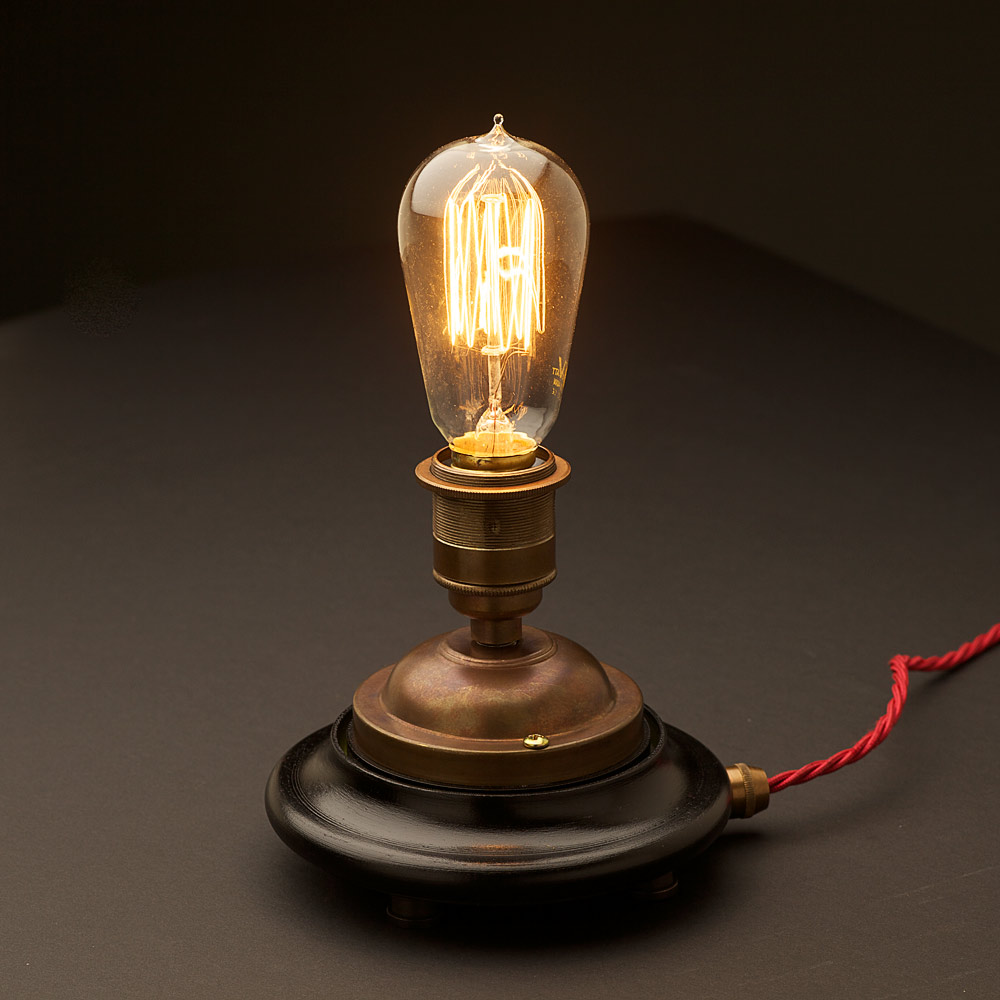 Vintage Glass Brass Table Lamp, Vintage Bulb Table Lamp