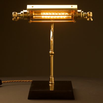New Brass Steampunk Banker Table Lamp front