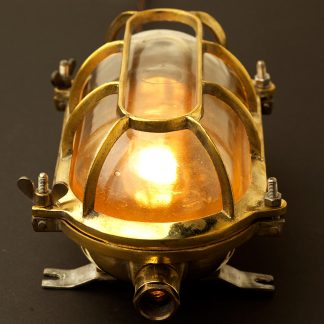Brass Ships Oval Caged Bulkhead Light