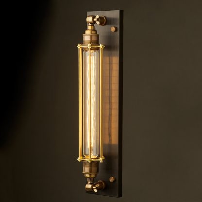 Brass Long Bulb Cage Wall Mount Lamp