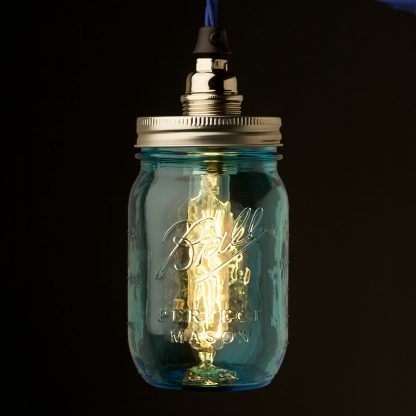 Blue glass Preserving Jar Nickel E14 pendant tube bulb