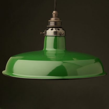 Green Enamel Factory Pendant E27 Lamp holder bronze hardware