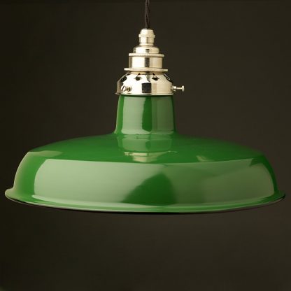 Green Enamel Factory Pendant E27 Lamp holder nickel hardware
