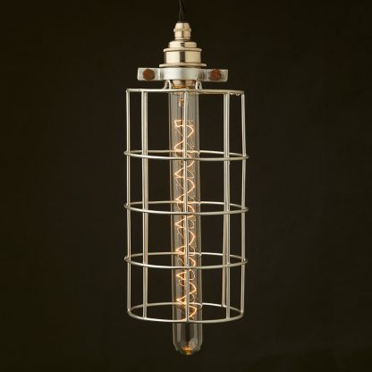 Wide tube plated cage pendant spiral vintage
