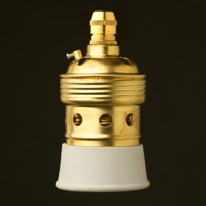 New Brass Lamp holder Edison E40 fitting cordgrip white ceramic