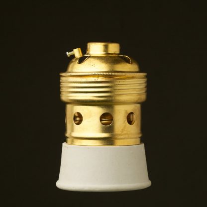 New Brass Lamp holder Edison E40 fitting threaded entry white ceramic