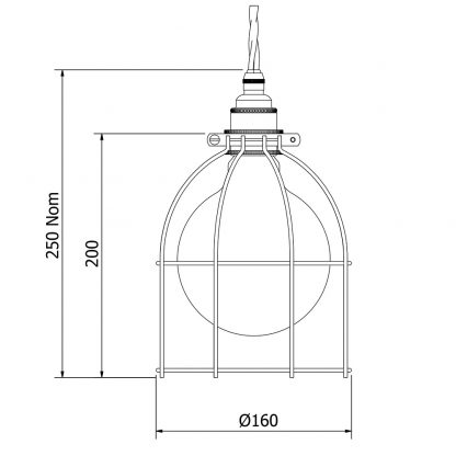 Antiqued Wide Bulb Cage Pendant dimensions