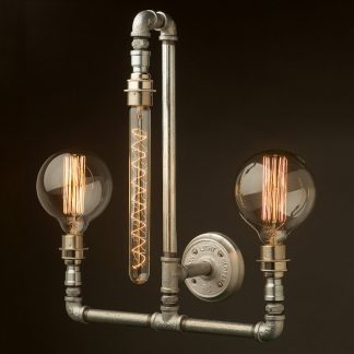 Plumbing Pipe Wall Lamp E27 3 vintage filament globes