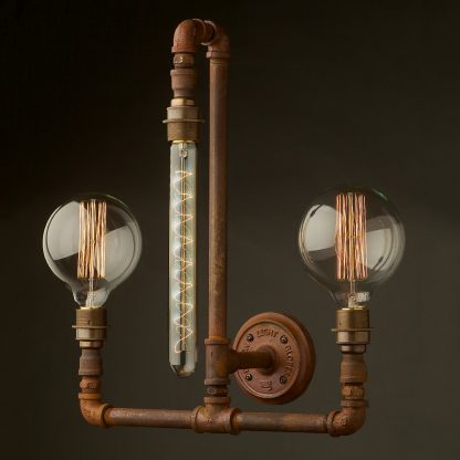 Plumbing Pipe Wall Lamp E27 3 lights Rusty pipe vintage globes