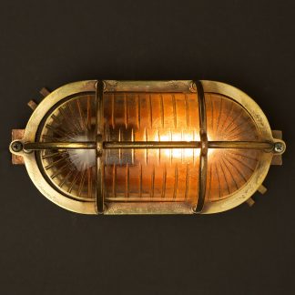 Small Brass Ships Oval Caged Bulkhead Light