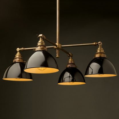 4 bulb adjustable pendant brass black dome