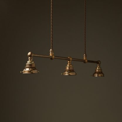 Antique Brass 3 Lamp Billiard table light no shades pendant