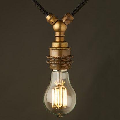 Antiqued brass E27 festoon lamp holder GLS LED