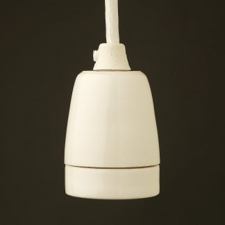 White Fine Porcelain E27 pendant lamp holder