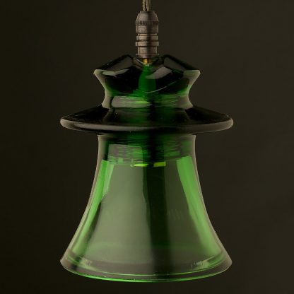 Russian Fluted Insulator Dark Green E14 pendant no bulb