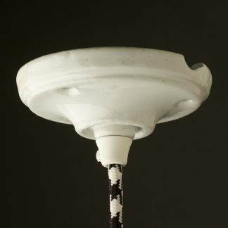 White porcelain ceiling rose with cordgrip