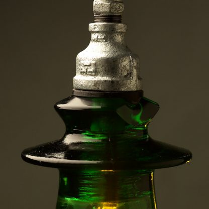 Russian Green fluted 3 Insulator pipe Pendant top detail