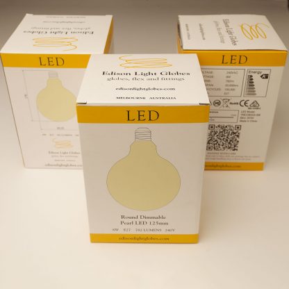 8 Watt Dimmable LED E27 125 Round Pearl Bulb