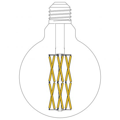 10 Watt Dimmable Filament LED E27 Clear 95mm Round Bulb dimensions