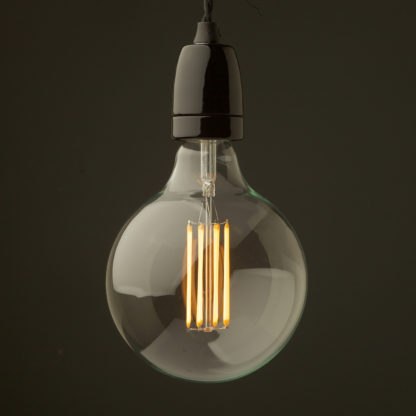 Edison style light bulb and E27 black fine porcelain pendant G125 8W LED