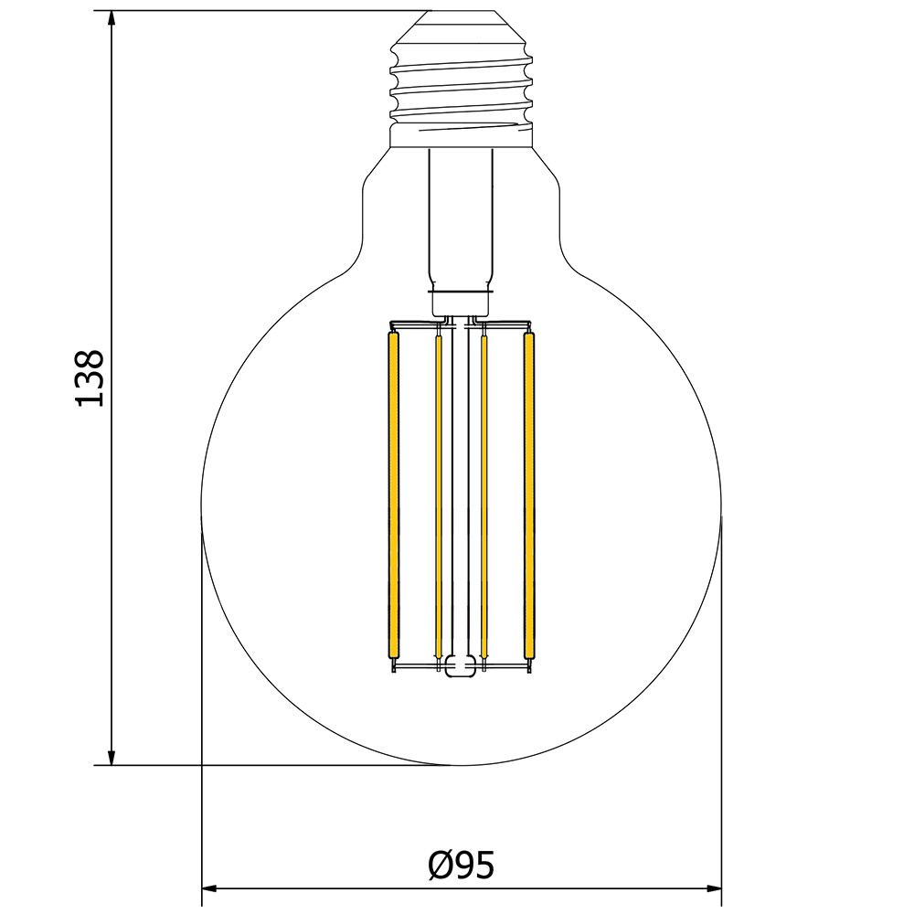 Inl-G95-Led-Es-Clr LAMP Led 6W G95 Es Clear Filament Dim 