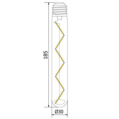 4 Watt Dimmable Zig Zag Filament LED E27 Medium Tube dimensions