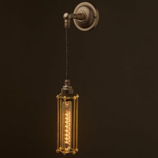 Bronze Medium Bulb Cage Wall Pendant Lamp brass cage