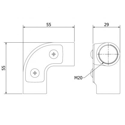 20mm Conduit Inspection Elbow dimensions