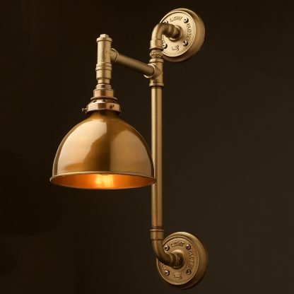 Painted brass twin mount plumbing pipe wall light brass dome