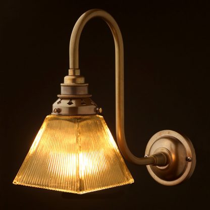 Antique Brass Doncaster bend box holophane wall light