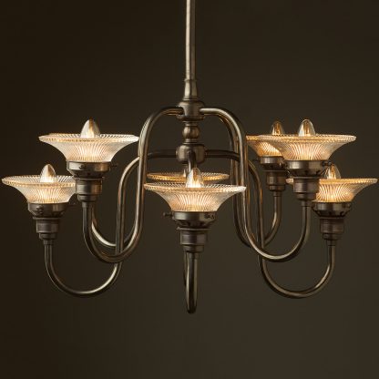 8 bulb brass chandelier bronze side small holophane