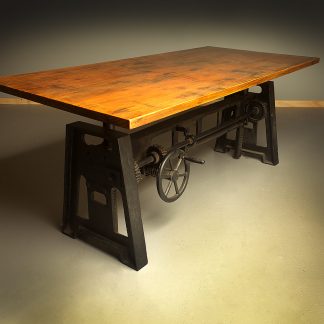 Cast iron adjustable height crank table